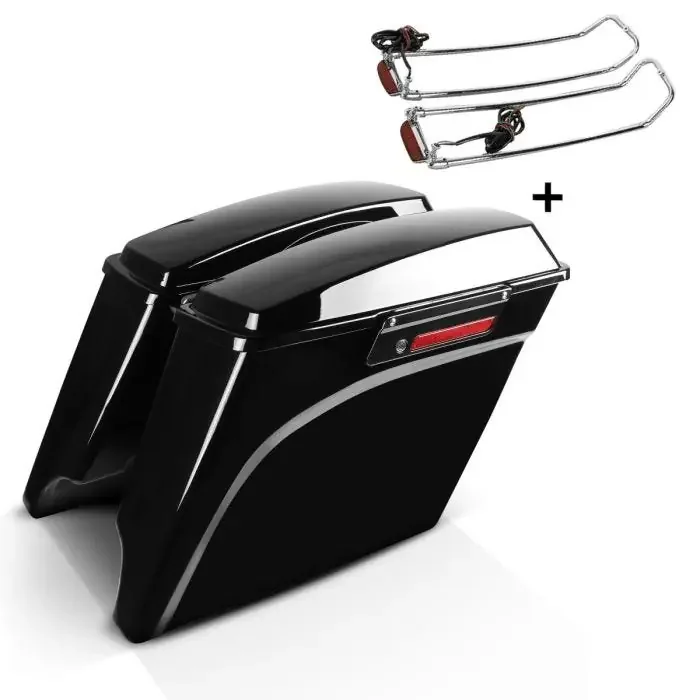 Saddlebags Streched Set fits for Harley Davidson Road Glide Custom 10-13 with Lid Rail chrome Craftride S-P5