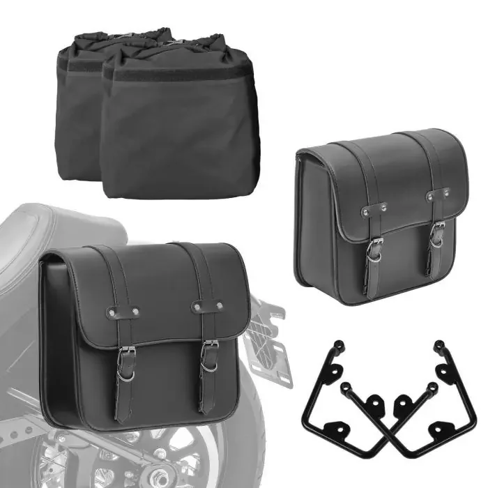 Set 2x Saddlebag + support compatible with chopper / custombikes Slim 18-22 Craftride RNO-P