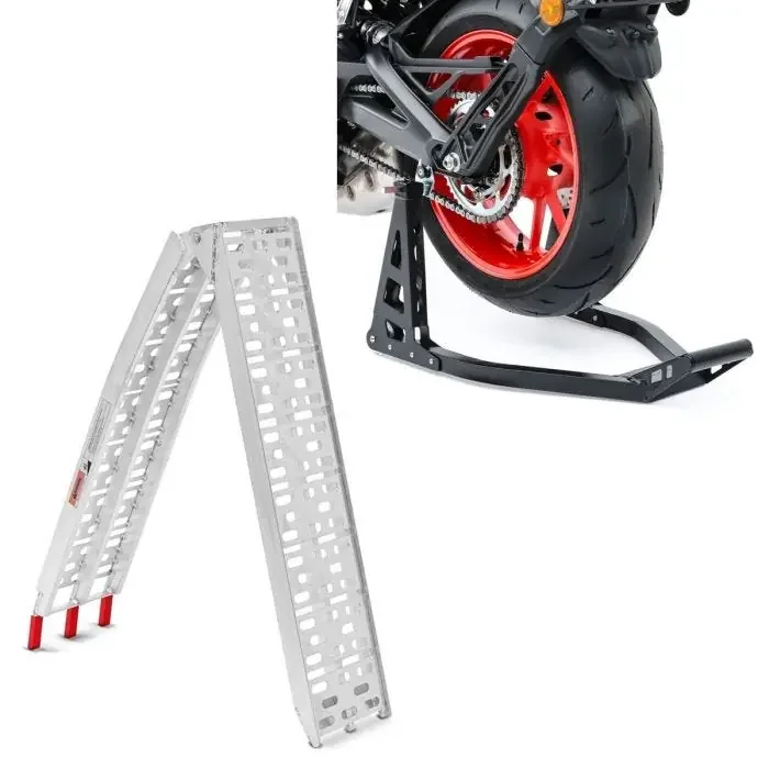 Set aluminium loading ramp max. 340 kg folding for scooter quad ATV + Rear Paddock Stand Superlight Racing