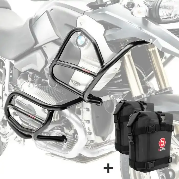 Set Engine Guard + bags XL4 compatible with BMW R 1200 GS 08-12 crash bar lower upper Motoguard