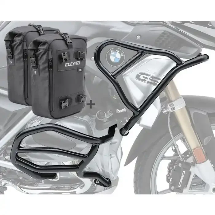 Set Engine Guard + bags XL5 compatible with BMW R 1200 GS Rallye 17-18 crash bar lower upper Motoguard CB4