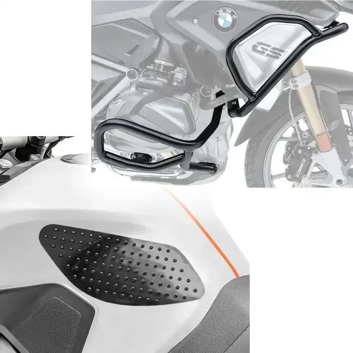 Set Engine Guard Set compatible with BMW R 1200 GS 17-18 L2 upper and lower part + Tank traction pad lateral Tank Grip Pad M in