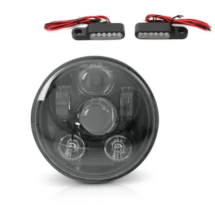 Set LED Headlight 5,75″ + LED Handlebar indicators M2 fits for Harley Davidson Sportster 1200 CA Custom
