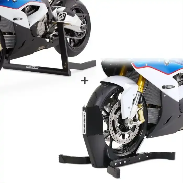 Set PP1 Motorbike Paddock Stand Center Pro + Wheel Chock Easy Plus ConStands