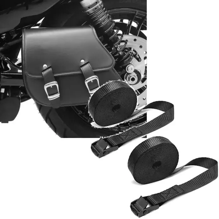 Set Swing Arm Saddle Bag + support fits for Harley Davidson Sportster Forty-Eight 48 10-20 Craftride + Motorbike Straps Set ConStands tie down straps 150cm 2 pieces in black