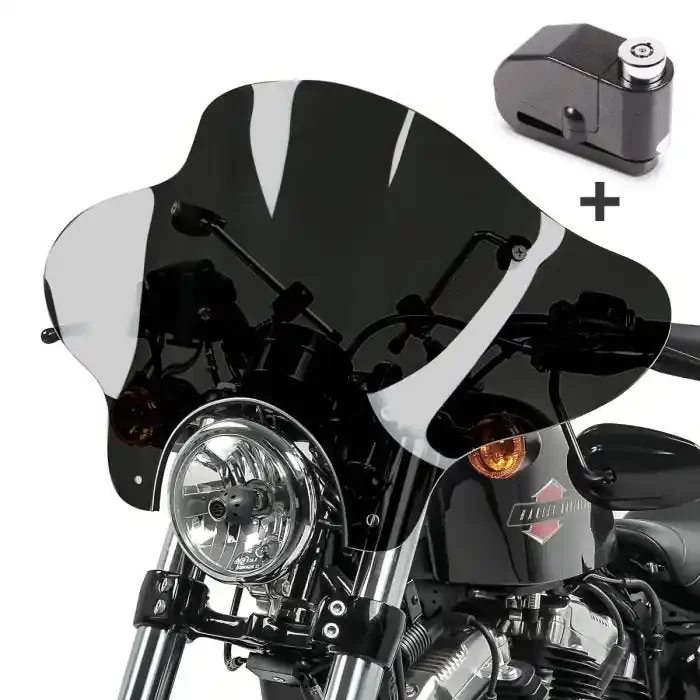 Set Windshield Batwing + Disc Lock Alarm compatible with Kawasaki Vulcan S