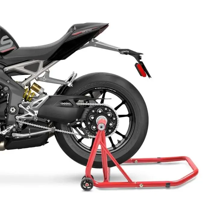 Single swing arm paddock stand compatible with Triumph Speed Triple 1200 RS 21-25 ConStands Single-Classic red
