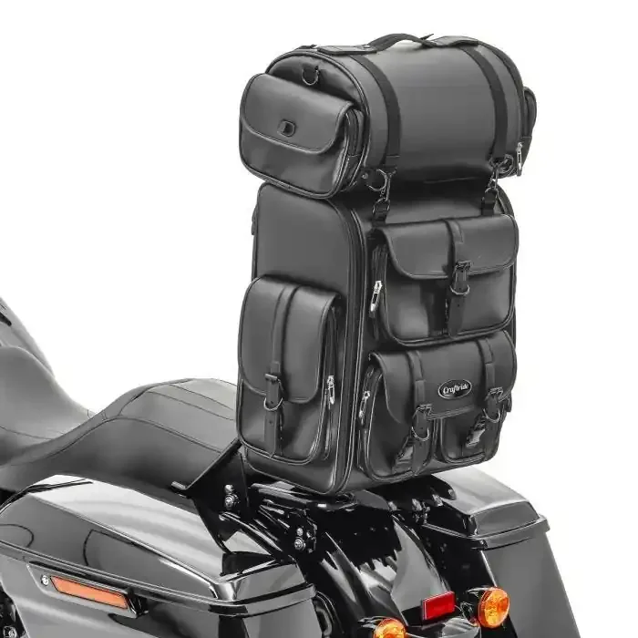 Sissy Bar Bag for Cruiser Rear Tail Bag Craftride DLX with Roll bag CB45550