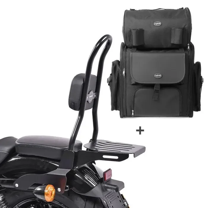Sissy bar CSL Fix + Tail Bag XL for Cruiser 11-20 luggage rack black Craftride CB43796
