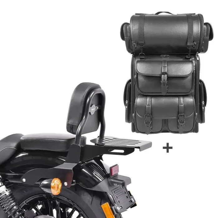Sissy bar CSS Fix + Tail Bag LX for Cruiser 11-20 luggage rack black Craftride CB43880