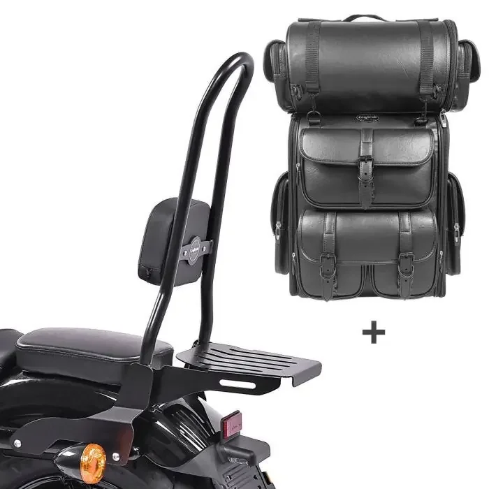 Sissy bar CSXL Fix + Tail Bag LX for Cruiser Iron 18-20 with luggage rack black Craftride CB43971