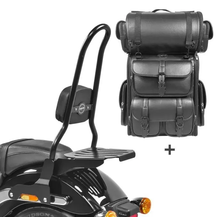 Sissy bar CXL Fix + Tail Bag LX for Cruiser 18-25 with luggage rack black Craftride CB44012