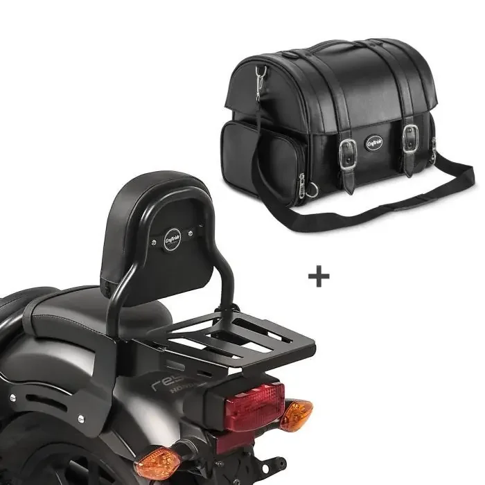 Sissy Bar XS3 + Tail Bag FP compatible with Kawasaki VN 900 Light 10-14 Craftride with rear rack