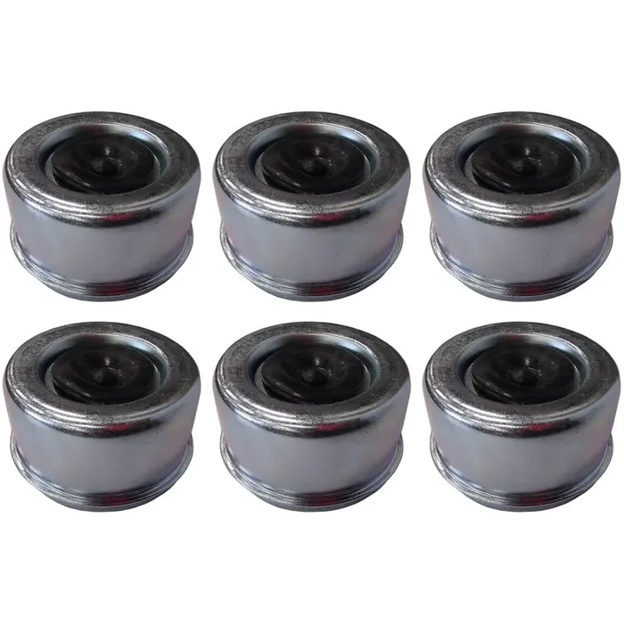Six (6) New Aftermarket Replacement Trailer Dust Cover Grease Caps w/ Plug