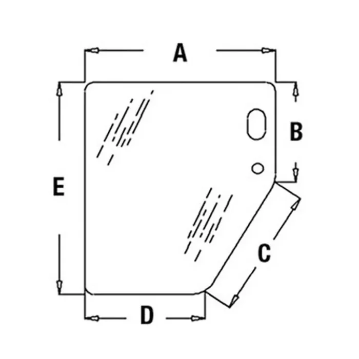 T133336 Fits John Deere Lower Door GLass (LH) for Models 300D, 310D, 310E, 310SE
